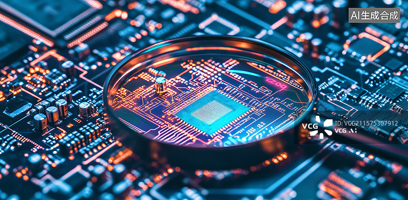 【AI数字艺术】科技芯片的微观探索图片素材