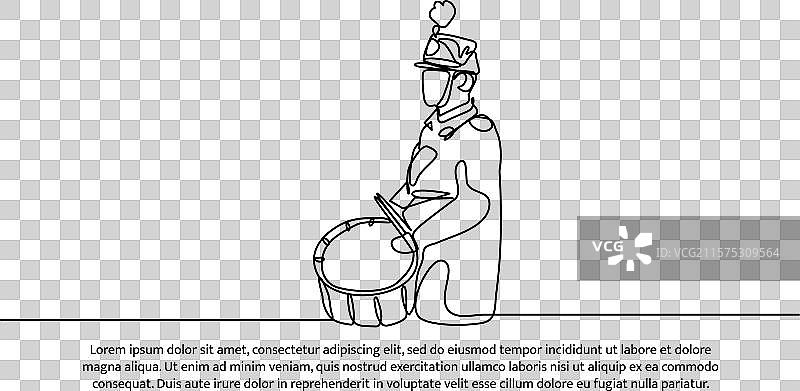 连续的单线鼓手设计图片素材