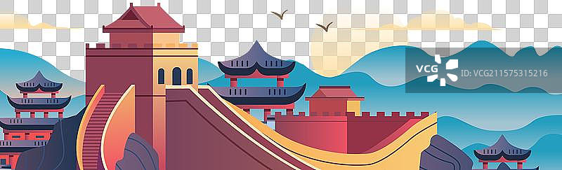 五彩斑斓的中国长城旅游胜地图片素材