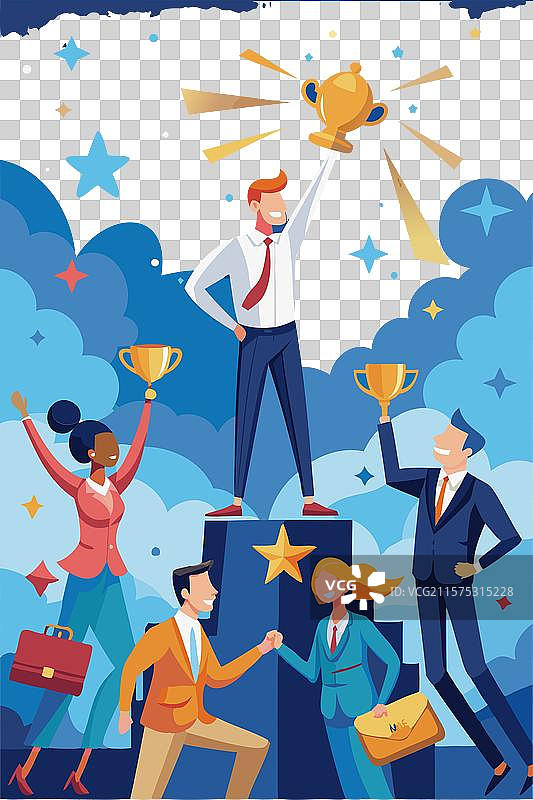 卓越团队庆祝商业成就图片素材