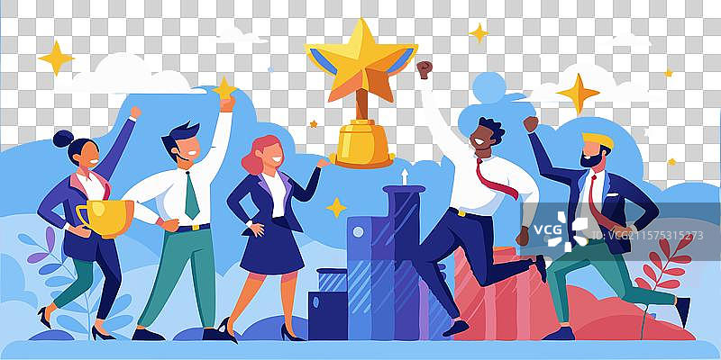 杰出成就者的商业成功庆祝活动图片素材