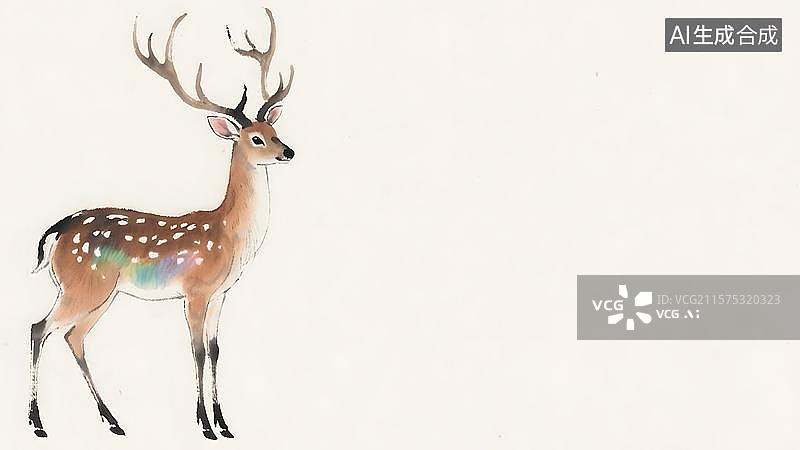 【AI数字艺术】水墨画居左图片素材