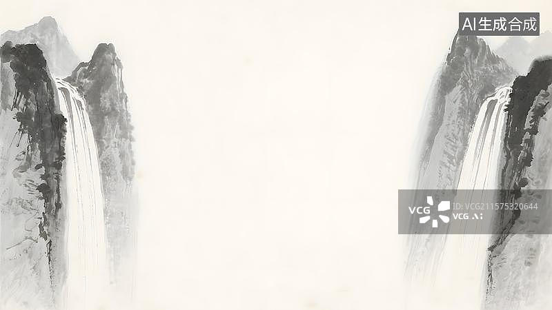 【AI数字艺术】水墨画两侧图片素材