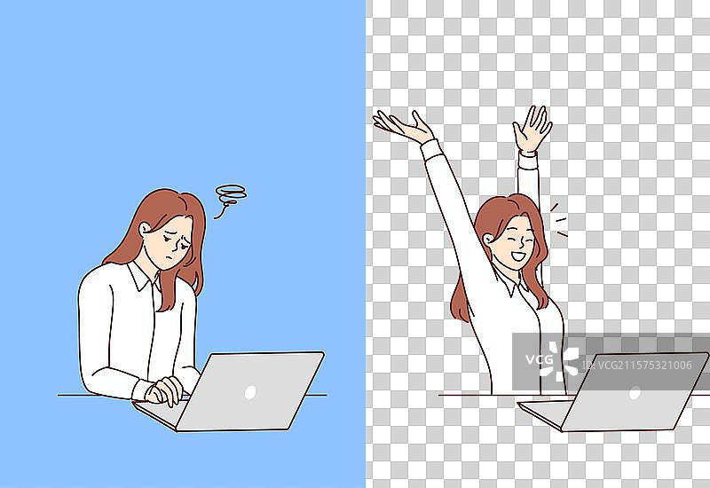 女性自由职业者经历突如其来的情绪波动图片素材