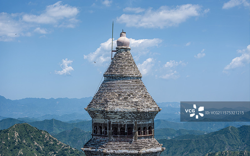 天津蓟州区盘山风景区挂月峰航拍图片素材