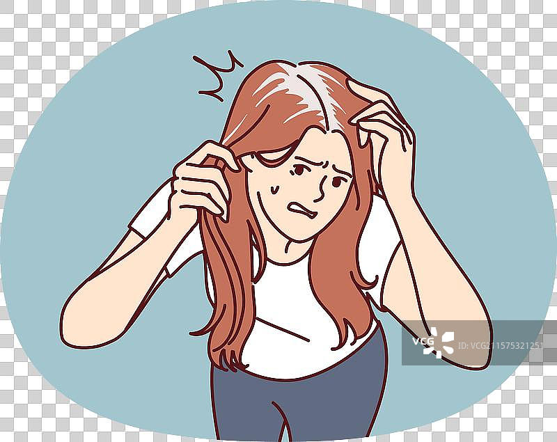 一位灰发的担忧女性因……感到紧张图片素材