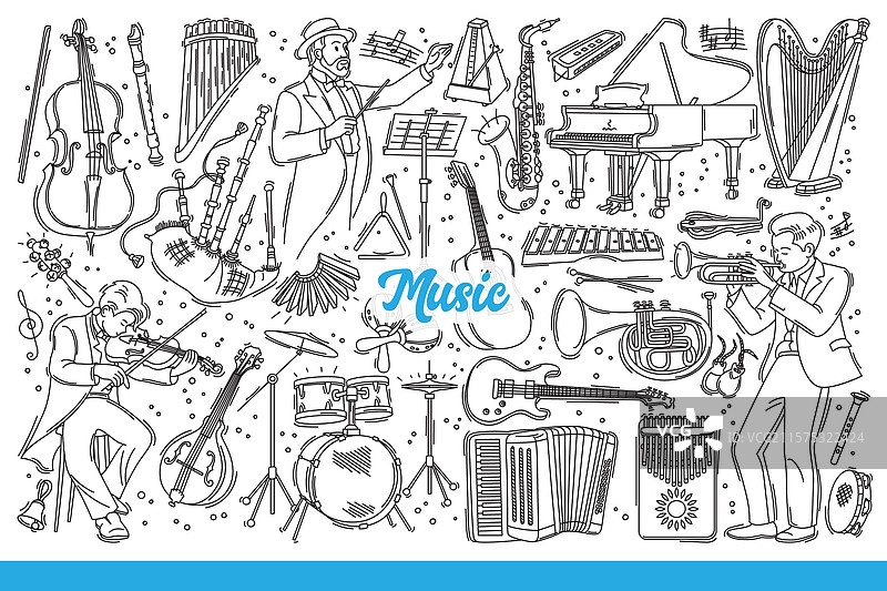 用于演奏管弦乐的乐器图片素材