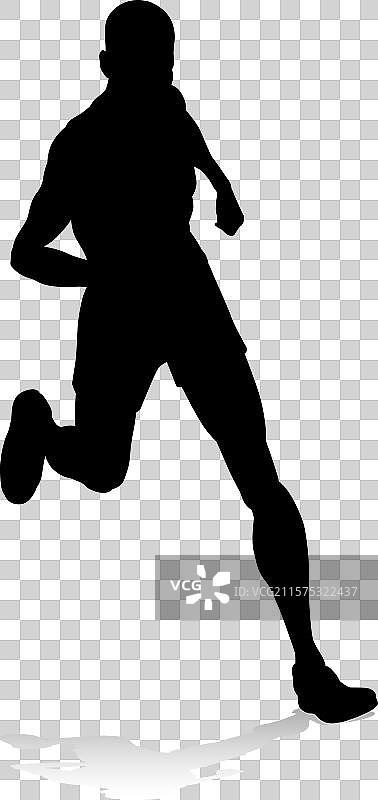 田径赛道上的跑步者剪影图片素材