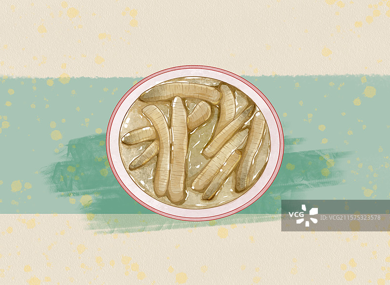 手绘插画泉州美食土笋冻图片素材
