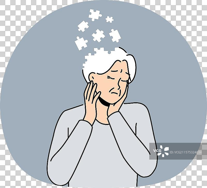 老年女性患有痴呆症和记忆障碍图片素材