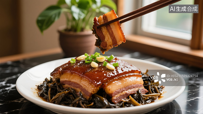 【AI数字艺术】中国传统美食，红烧肉，梅菜扣肉图片素材