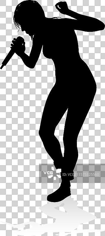 流行、乡村或摇滚明星的女性剪影图片素材