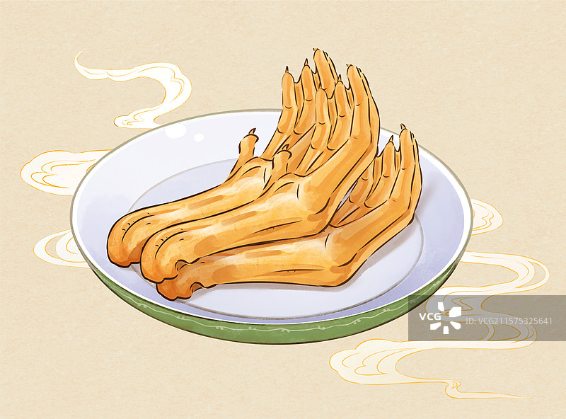 鸭爪鸭掌鸭四件美食手绘插画图片素材