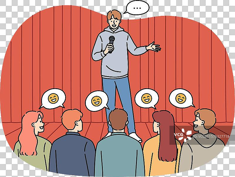 男单口喜剧演员在观众面前表演图片素材