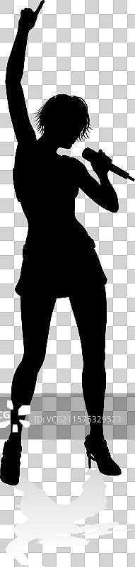 流行、乡村或摇滚明星的女性剪影图片素材