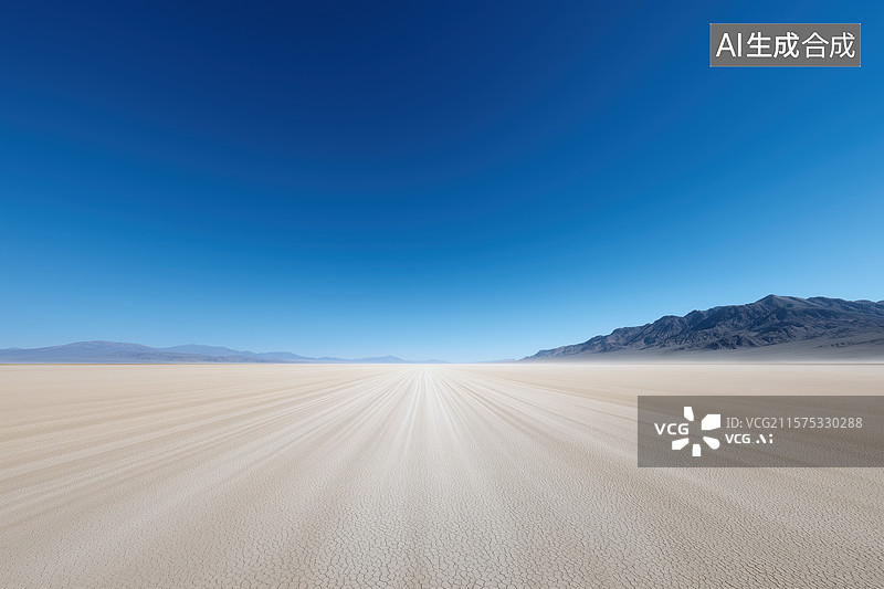 【AI数字艺术】沙漠公路与蓝天图片素材