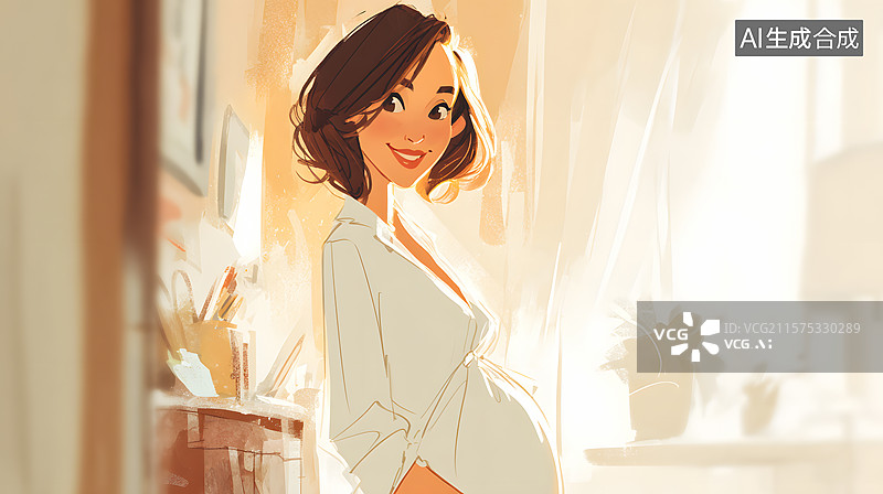 【AI数字艺术】孕育新生的喜悦准妈妈的温柔时光图片素材