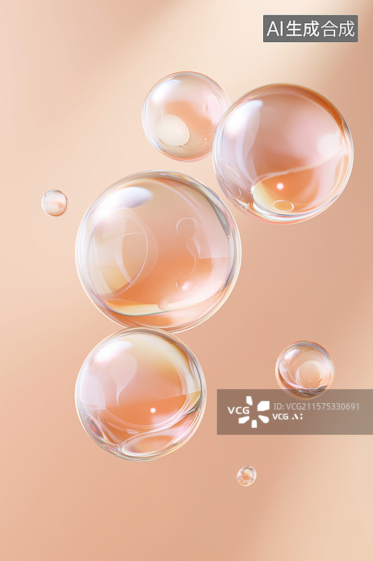 【AI数字艺术】透明气泡在粉红色背景上图片素材