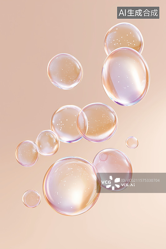 【AI数字艺术】透明气泡在粉红色背景上图片素材