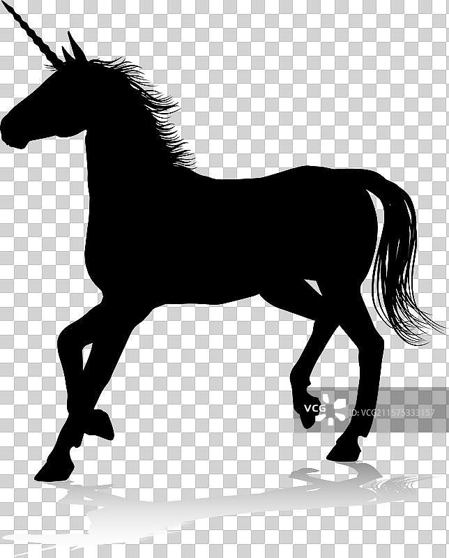 独角兽轮廓的有角马图片素材