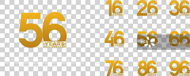 黄色调的周年纪念logo风格集合图片素材