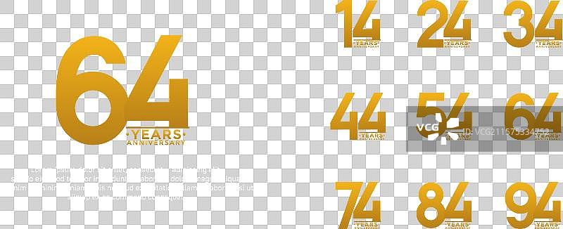 黄色调的周年纪念标志样式合集图片素材