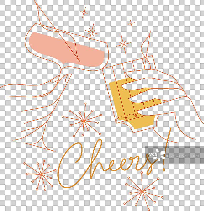 复古风格米色背景的碰杯海报图片素材