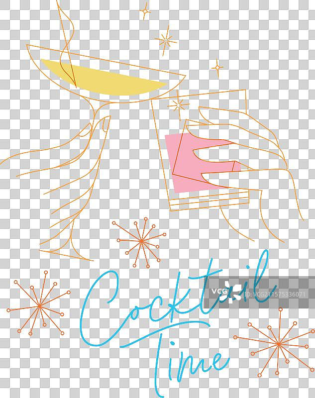 复古风格的鸡尾酒时间海报图片素材