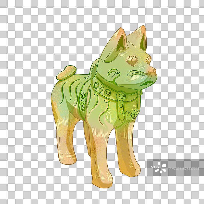 绿釉立姿陶狗插画图片素材