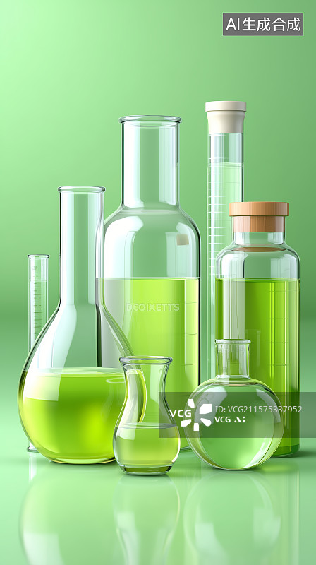 【AI数字艺术】实验室玻璃器皿中的液体图片素材
