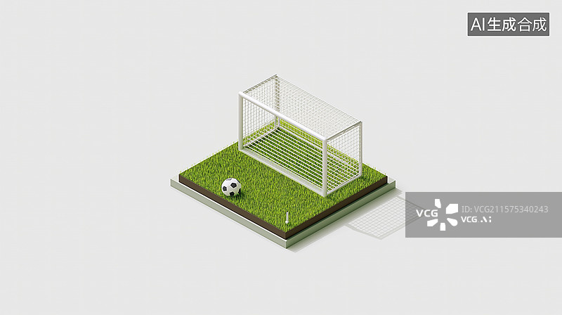 【AI数字艺术】足球球门和草坪图片素材