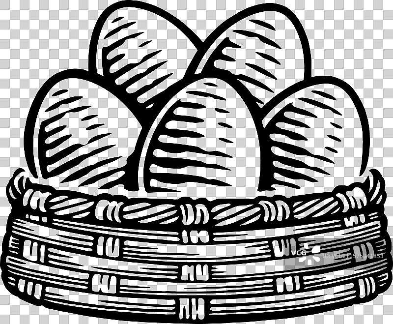 鸡蛋在篮子里的标志性家禽农场图片素材