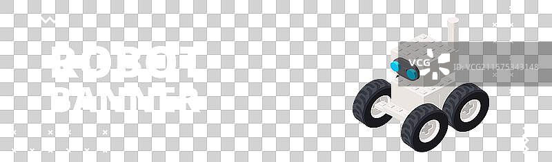 带有白色机器人的横幅图片素材