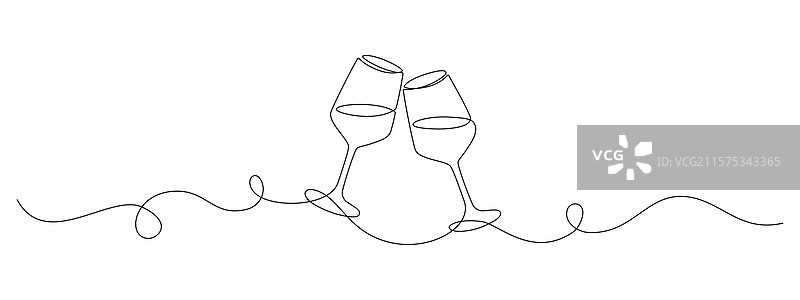 两杯红酒在一条连续的线上图片素材