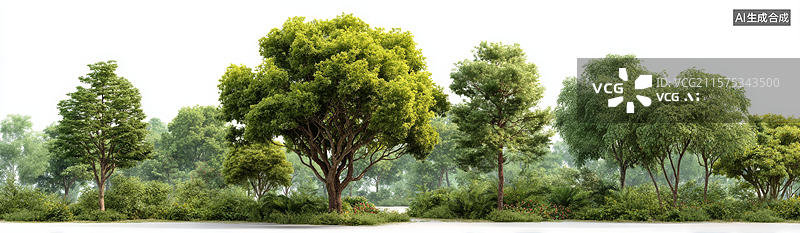 【AI数字艺术】广阔绿色树木和灌木丛景观图片素材