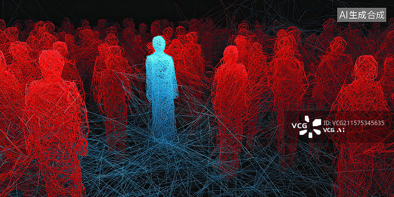 【AI数字艺术】互联数字网络网红和普通人自媒体网络招聘人才社交媒体影响力和全球连接性在线营销社区建设受众参与抽象背景图片素材