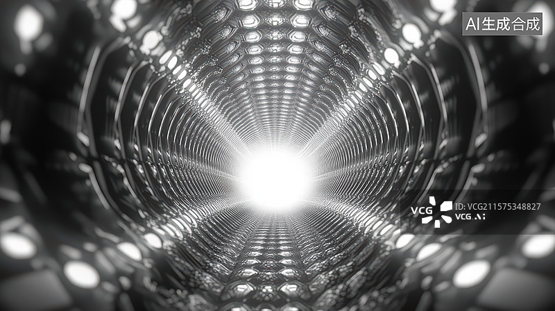 【AI数字艺术】科幻隧道光影未来图图片素材