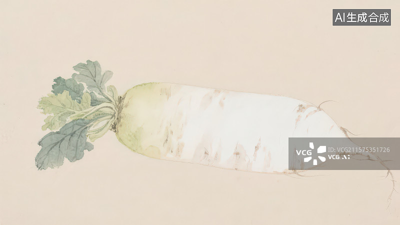 【AI数字艺术】水墨风格蔬菜白萝卜图片素材