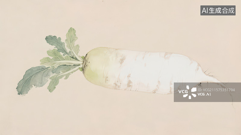 【AI数字艺术】水墨风格蔬菜白萝卜图片素材