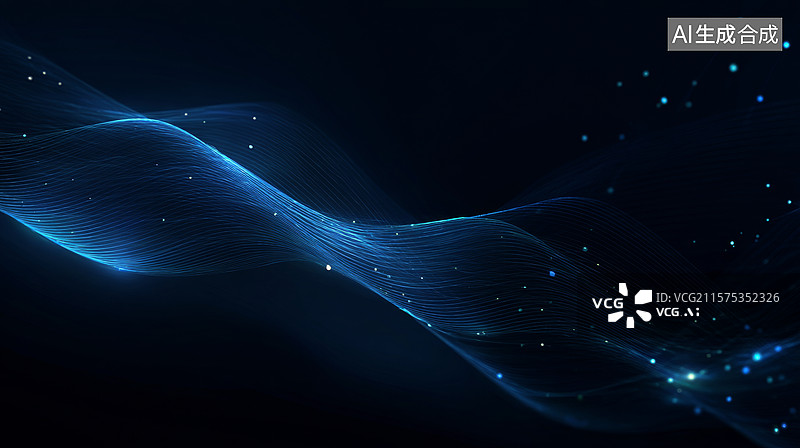 【AI数字艺术】抽象蓝色光数字波纹图片素材