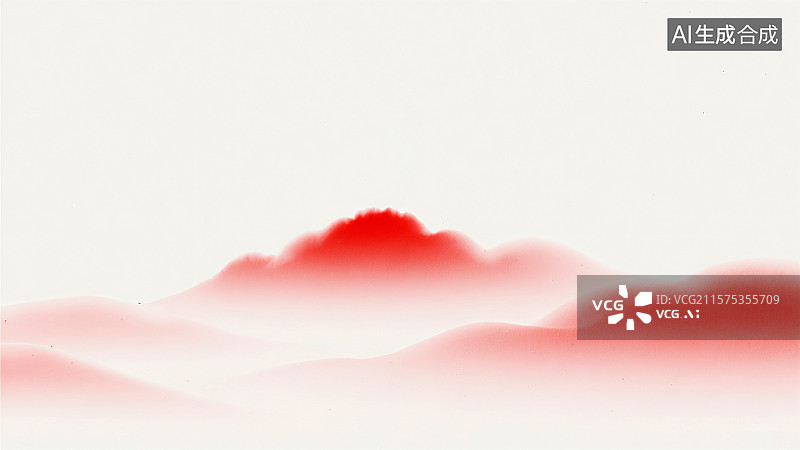 【AI数字艺术】红色云朵在白色背景中形成层次分明的抽象图案图片素材