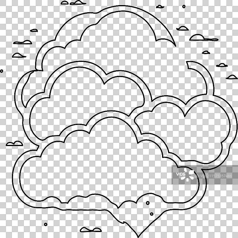 冬季云彩轮廓素描图片素材