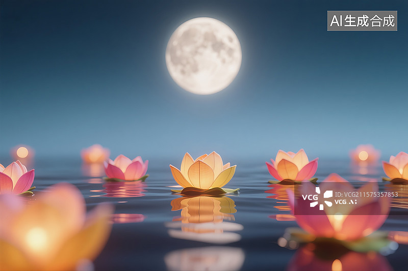 【AI数字艺术】中秋节灯笼花灯图片素材
