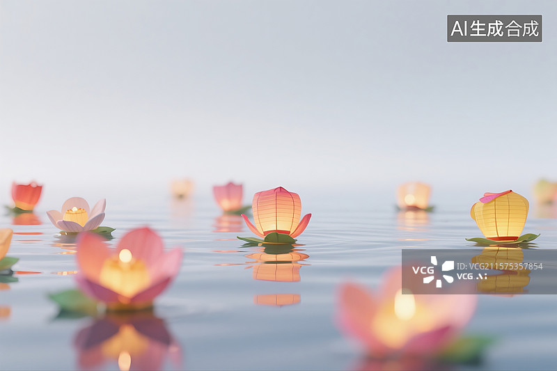 【AI数字艺术】中秋节灯笼花灯图片素材