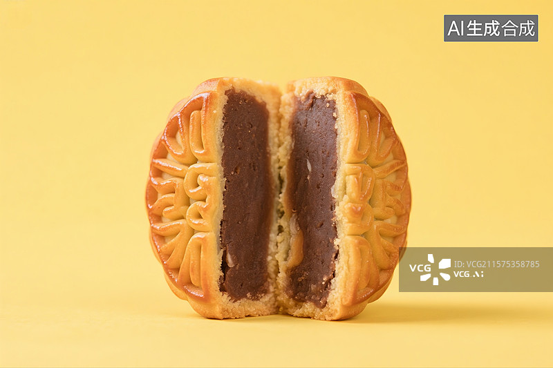 【AI数字艺术】中秋节豆沙月饼特写图片素材