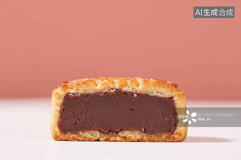 【AI数字艺术】中秋节豆沙月饼特写图片素材