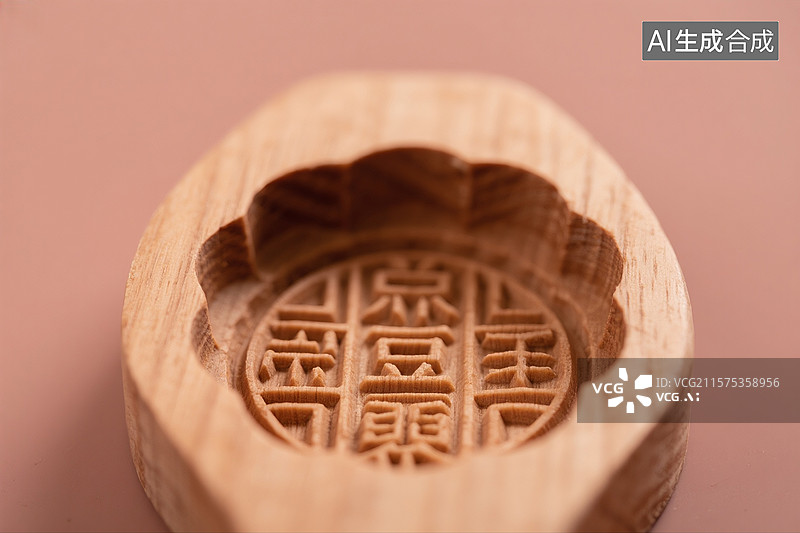 【AI数字艺术】中秋节制作月饼的模具特写图片素材