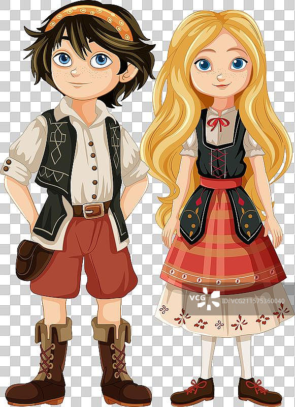 一男一女穿着传统服饰图片素材