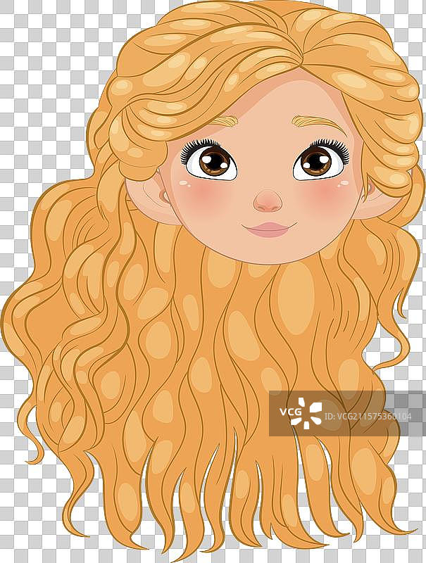 一个长着波浪形金色长发的女孩图片素材