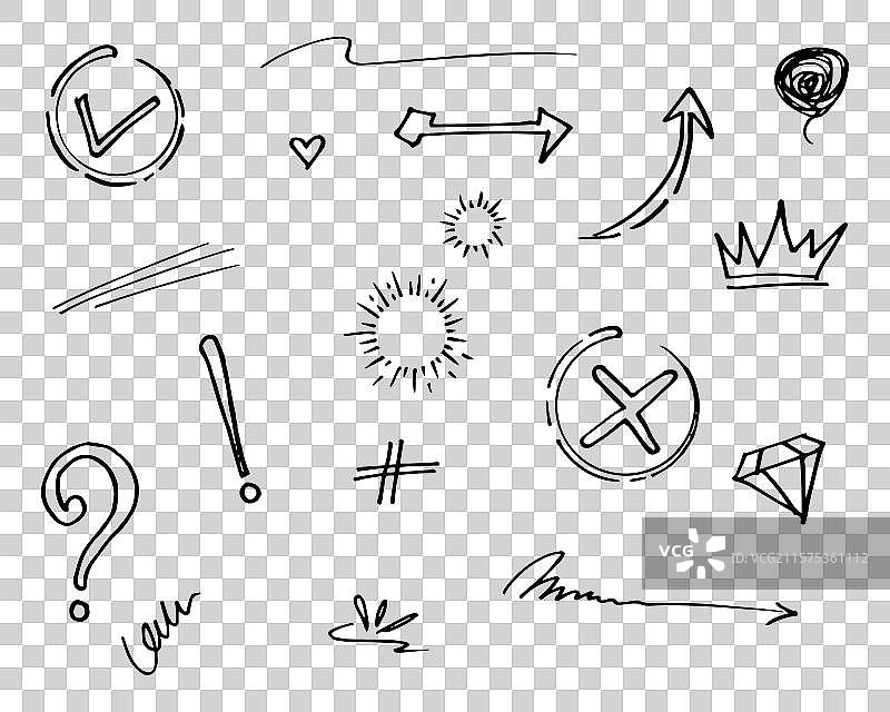 手绘线条艺术涂鸦套装图片素材